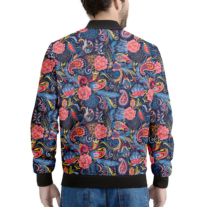 Boho Paisley Pattern Print Men's Bomber Jacket