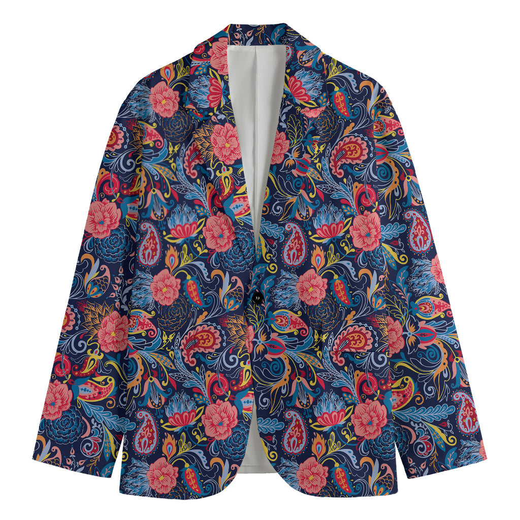 Boho Paisley Pattern Print Men's Cotton Blazer