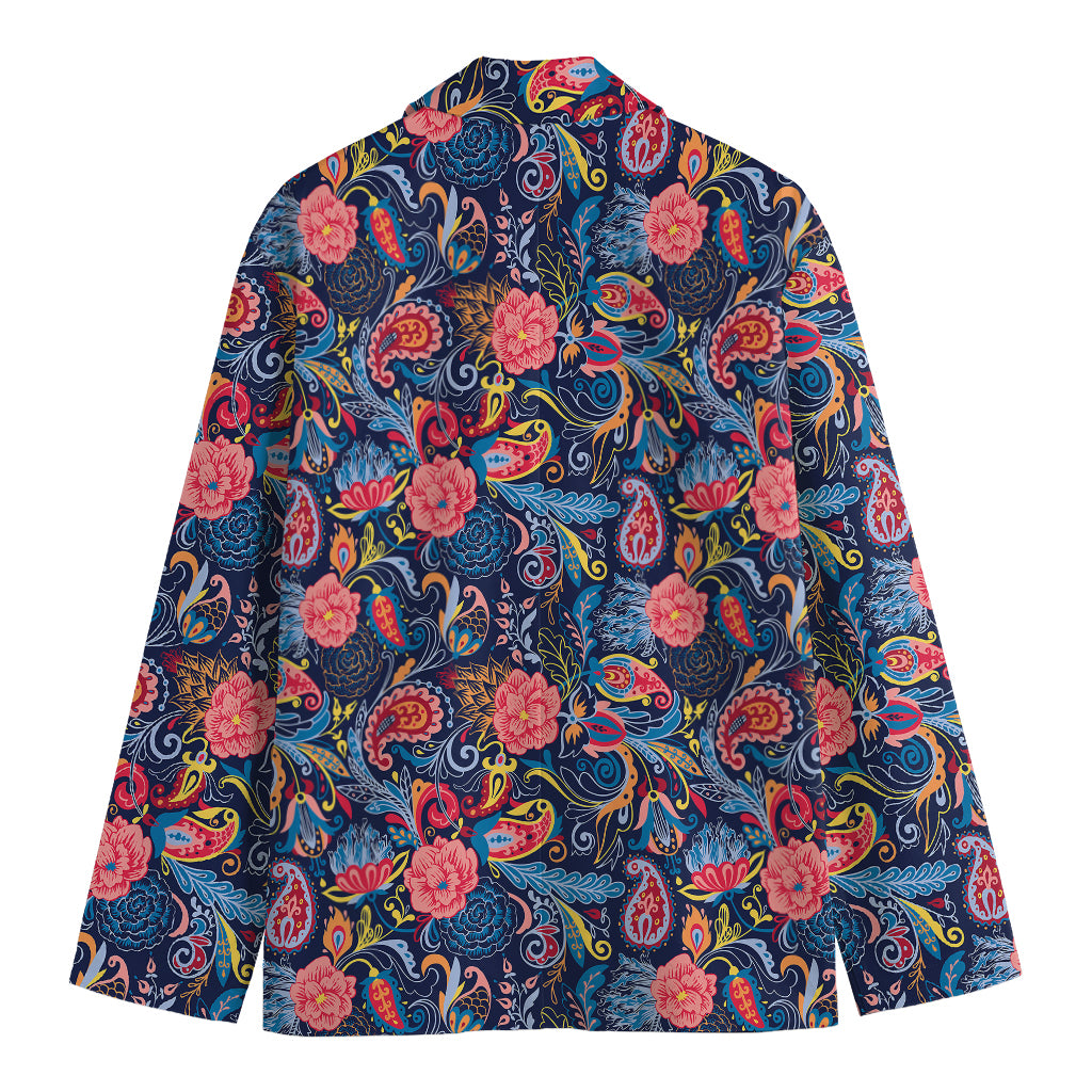 Boho Paisley Pattern Print Men's Cotton Blazer