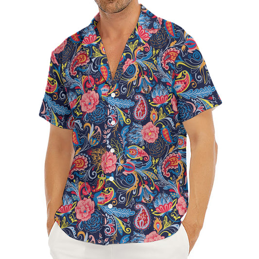 Boho Paisley Pattern Print Men's Deep V-Neck Shirt