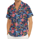 Boho Paisley Pattern Print Men's Deep V-Neck Shirt