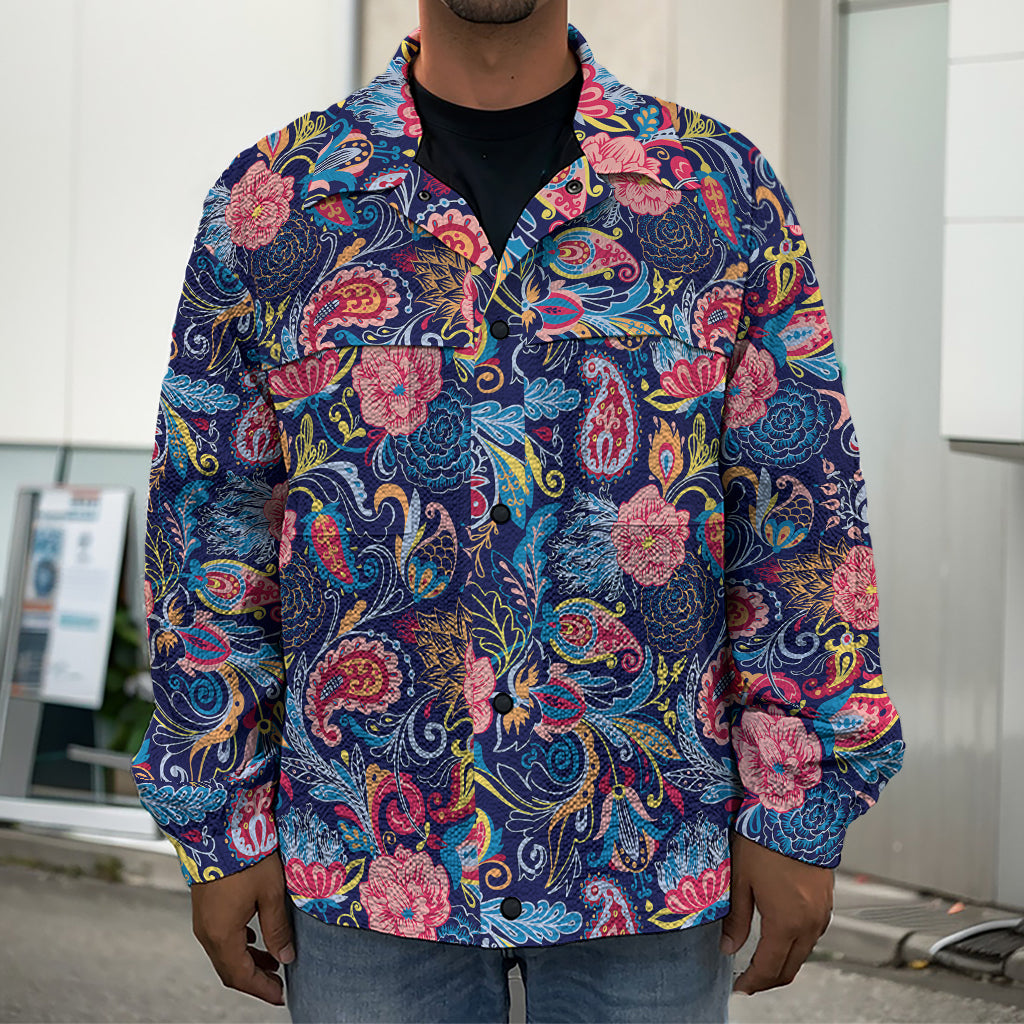 Boho Paisley Pattern Print Men's Shirt Jacket