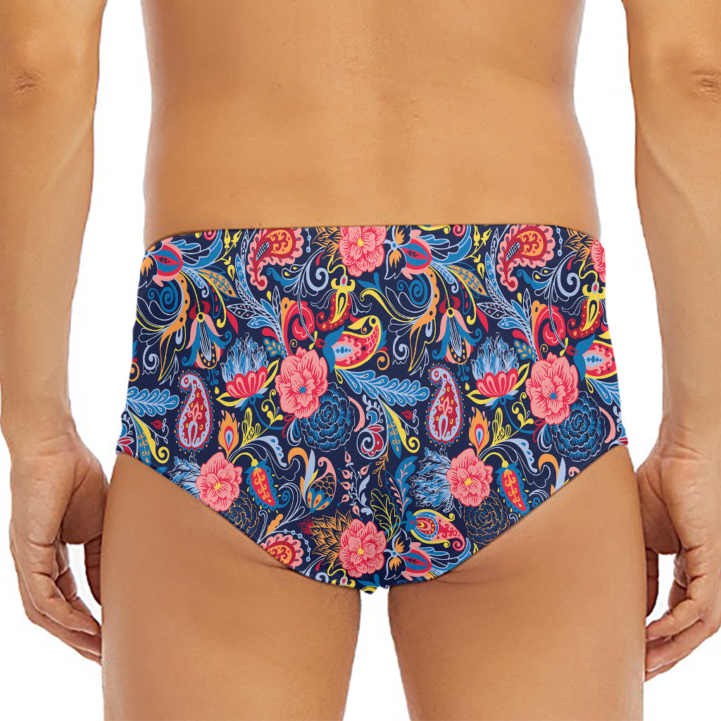 Boho Paisley Pattern Print Men's Triangle Swim Briefs