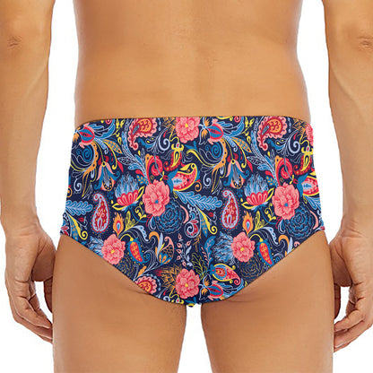 Boho Paisley Pattern Print Men's Triangle Swim Briefs