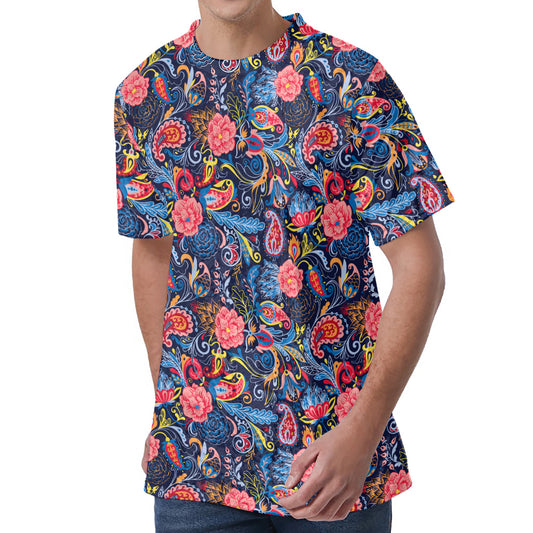 Boho Paisley Pattern Print Men's Velvet T-Shirt