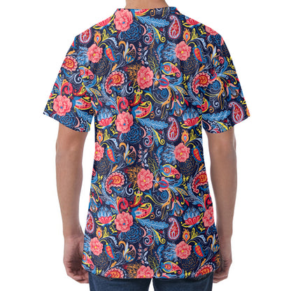 Boho Paisley Pattern Print Men's Velvet T-Shirt