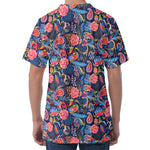Boho Paisley Pattern Print Men's Velvet T-Shirt
