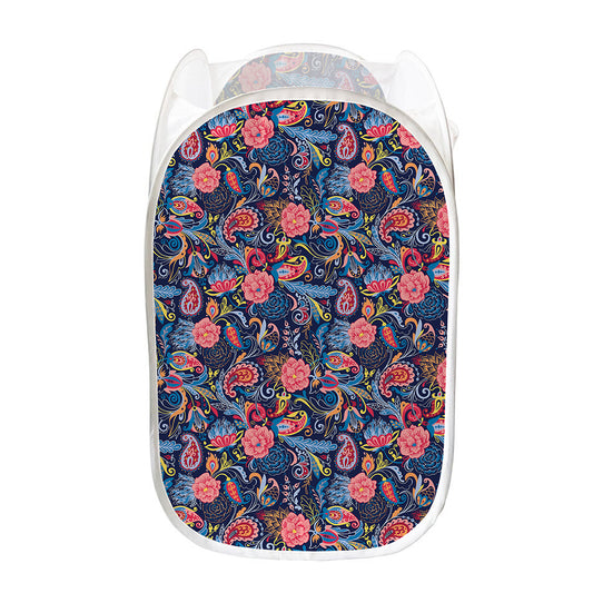 Boho Paisley Pattern Print Mesh Laundry Hamper