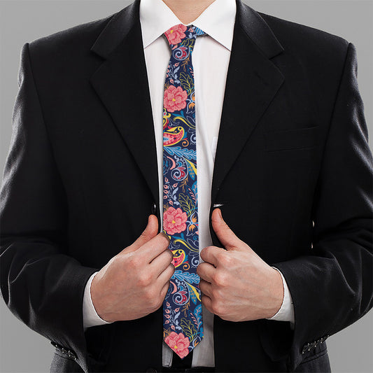 Boho Paisley Pattern Print Necktie