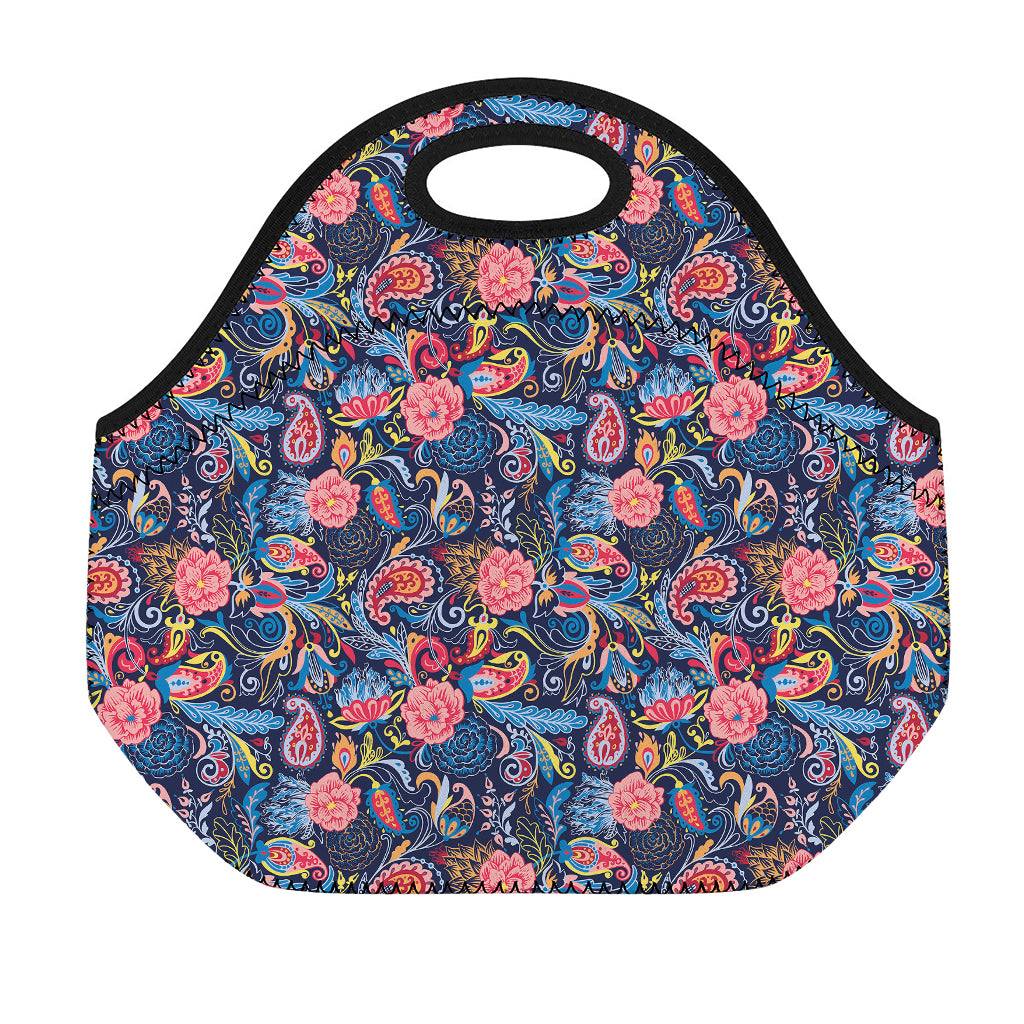 Boho Paisley Pattern Print Neoprene Lunch Bag