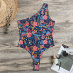 Boho Paisley Pattern Print One Shoulder Bodysuit