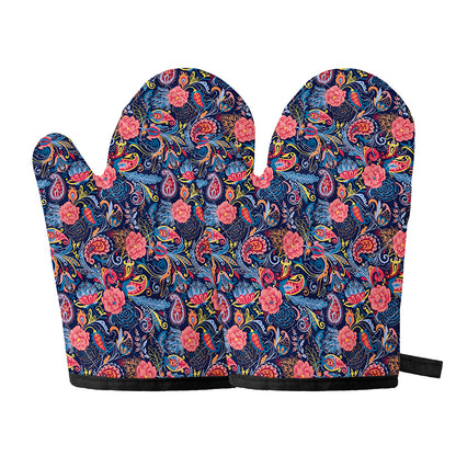 Boho Paisley Pattern Print Oven Mitts