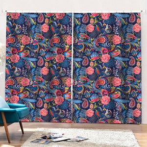 Boho Paisley Pattern Print Pencil Pleat Curtains