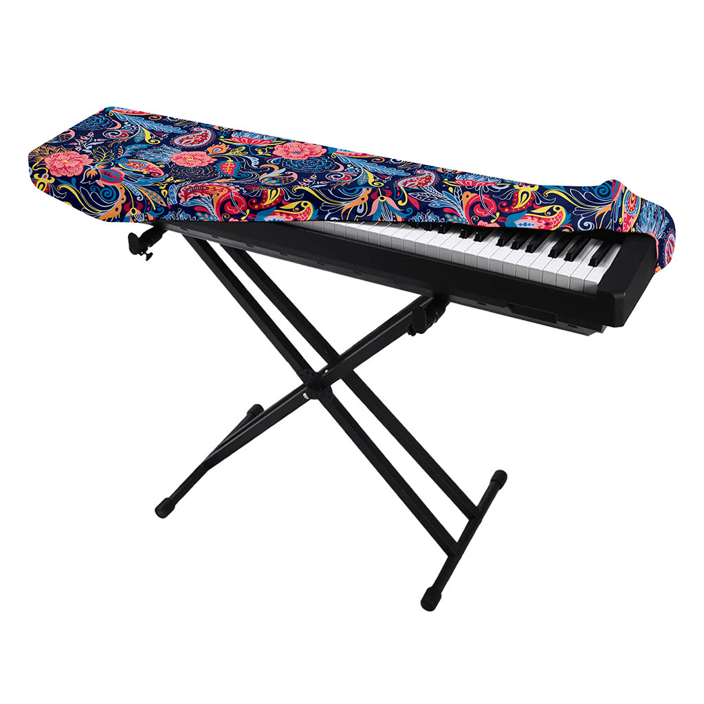 Boho Paisley Pattern Print Piano Keyboard Cover