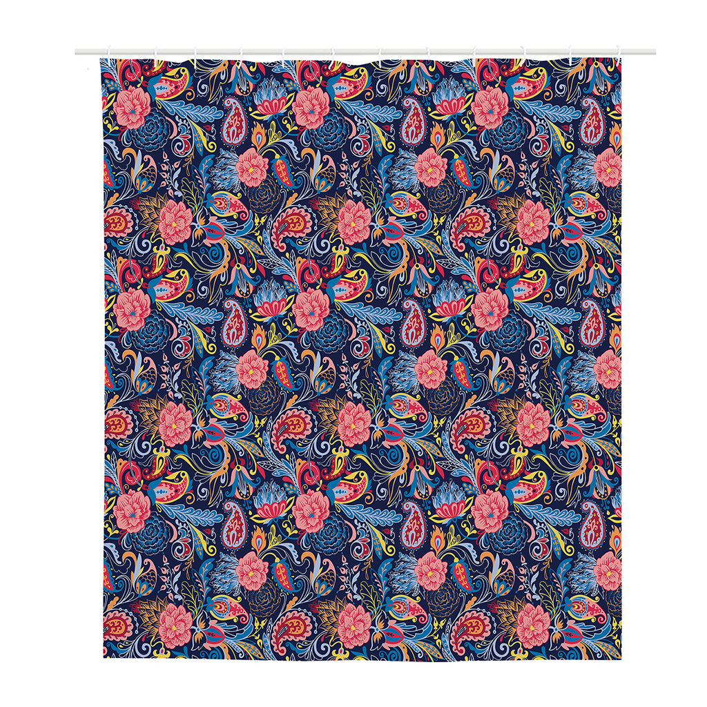 Boho Paisley Pattern Print Polyester Shower Curtain
