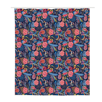Boho Paisley Pattern Print Polyester Shower Curtain