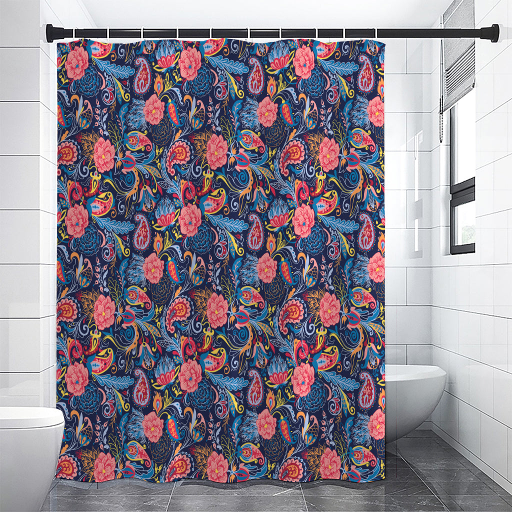 Boho Paisley Pattern Print Premium Shower Curtain