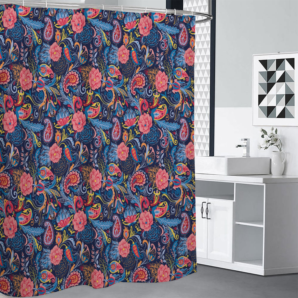 Boho Paisley Pattern Print Premium Shower Curtain