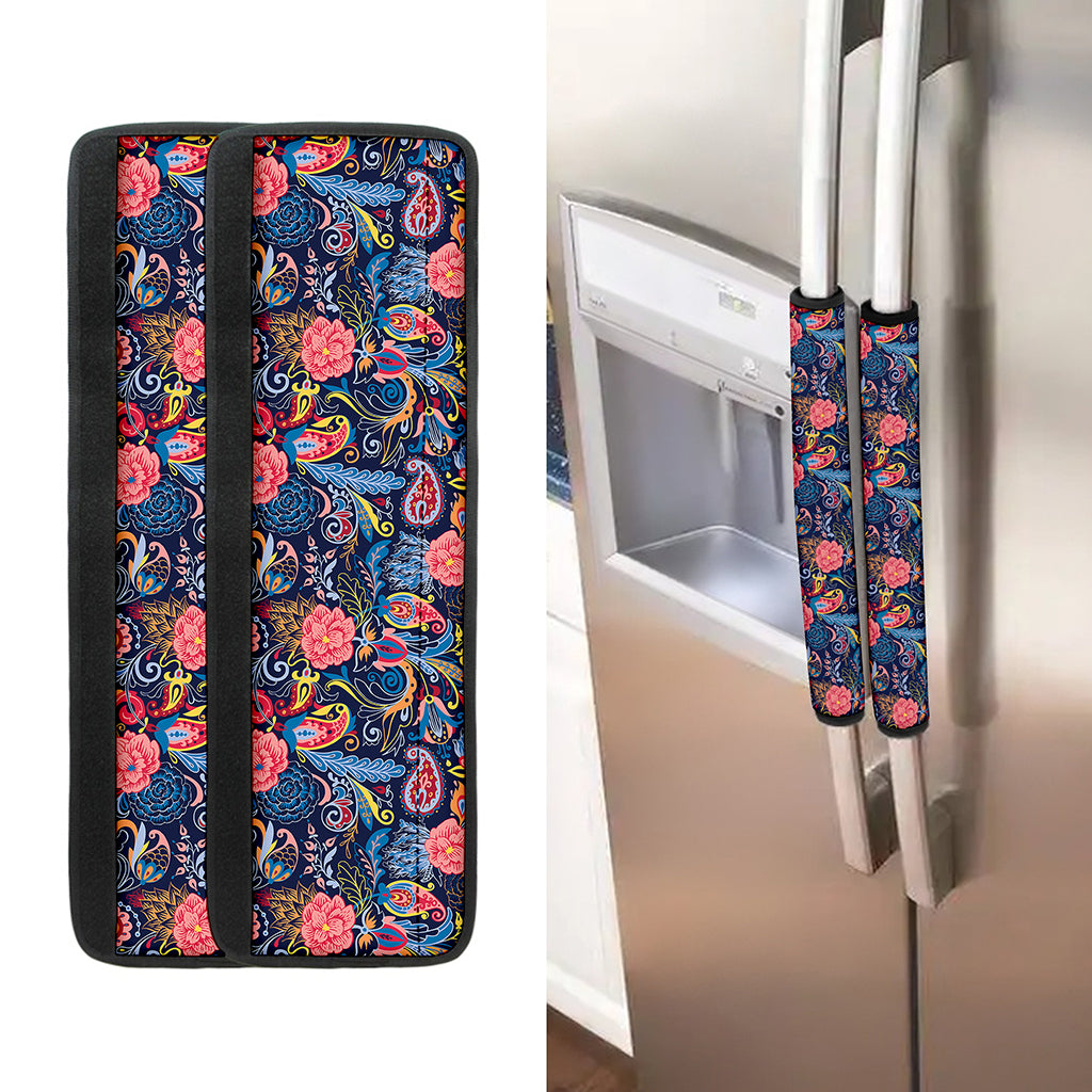 Boho Paisley Pattern Print Refrigerator Handle Covers