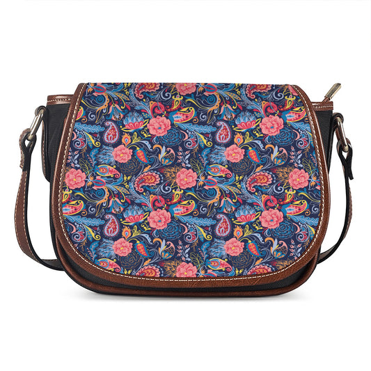 Boho Paisley Pattern Print Saddle Bag