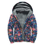 Boho Paisley Pattern Print Sherpa Lined Zip Up Hoodie