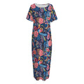 Boho Paisley Pattern Print Short Sleeve Long Nightdress