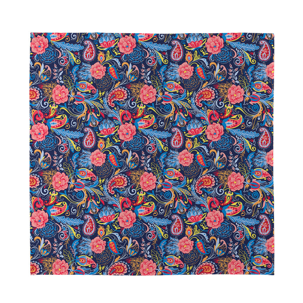 Boho Paisley Pattern Print Silk Bandana