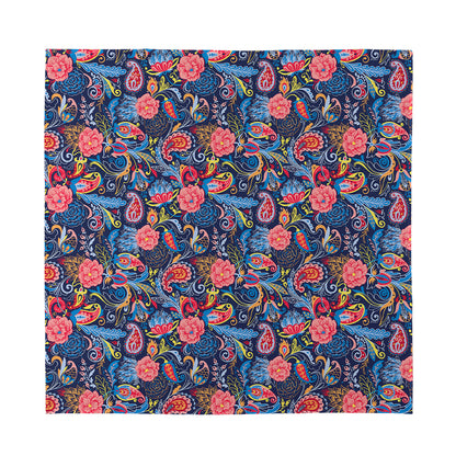 Boho Paisley Pattern Print Silk Bandana