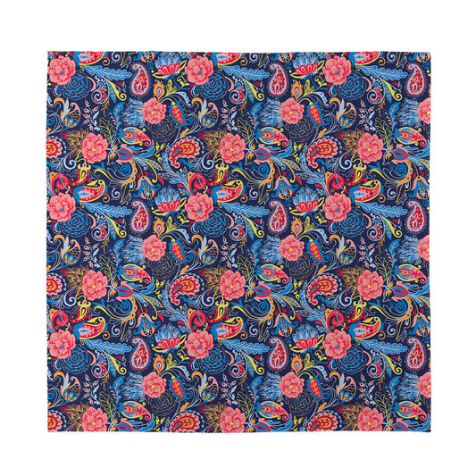 Boho Paisley Pattern Print Silk Bandana