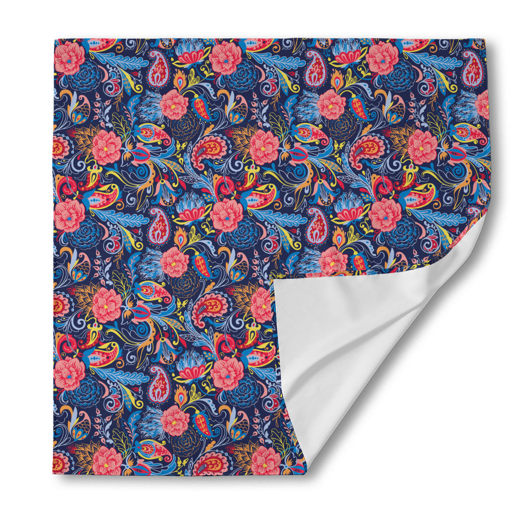 Boho Paisley Pattern Print Silk Bandana