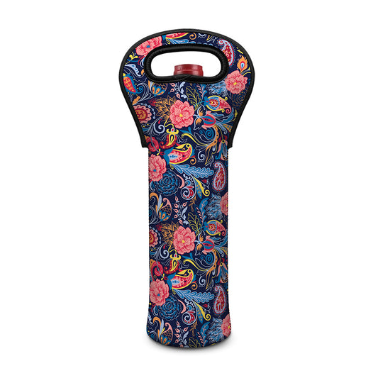 Boho Paisley Pattern Print Single Neoprene Wine Tote