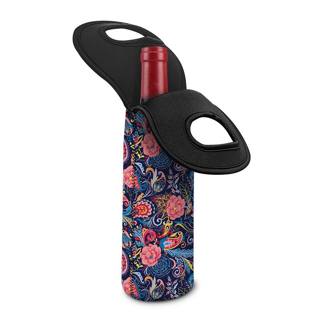 Boho Paisley Pattern Print Single Neoprene Wine Tote