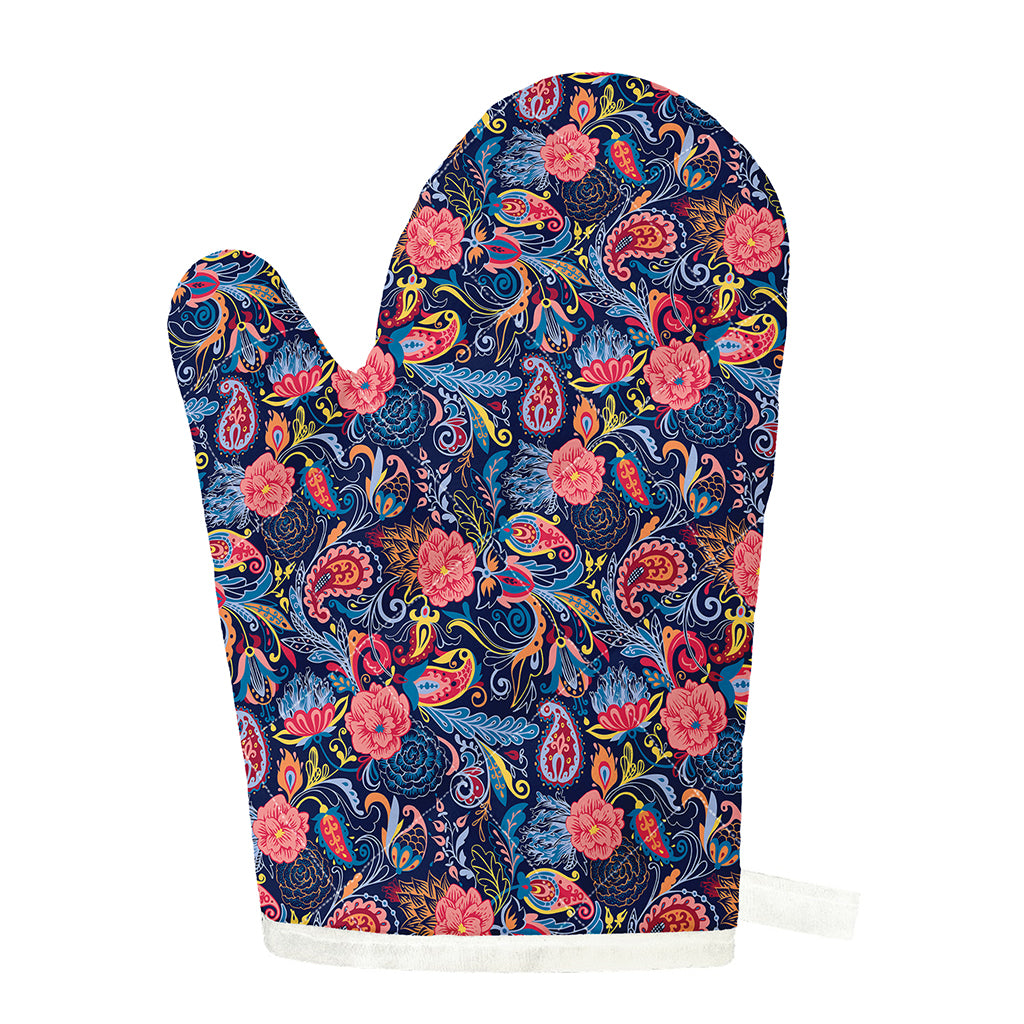 Boho Paisley Pattern Print Single Oven Mitt