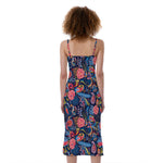 Boho Paisley Pattern Print Slim Fit Midi Cami Dress