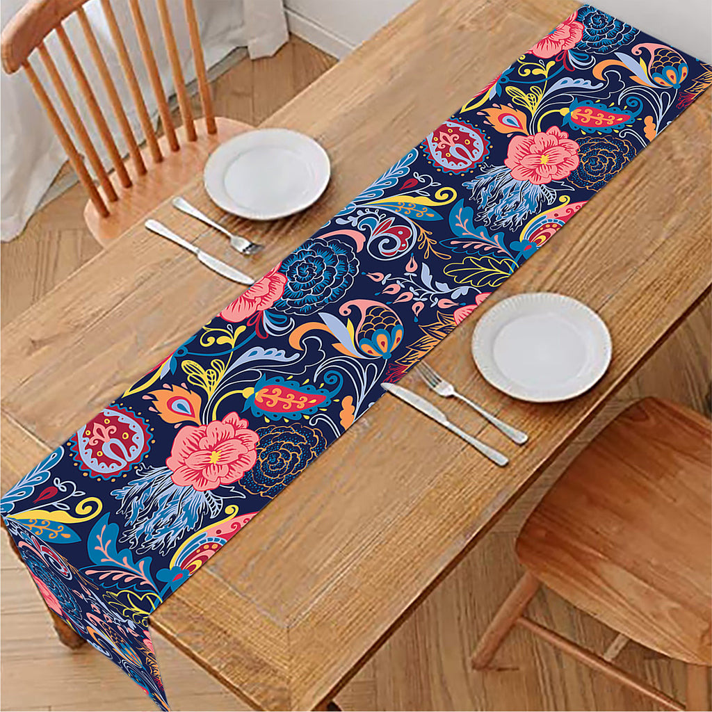 Boho Paisley Pattern Print Table Runner