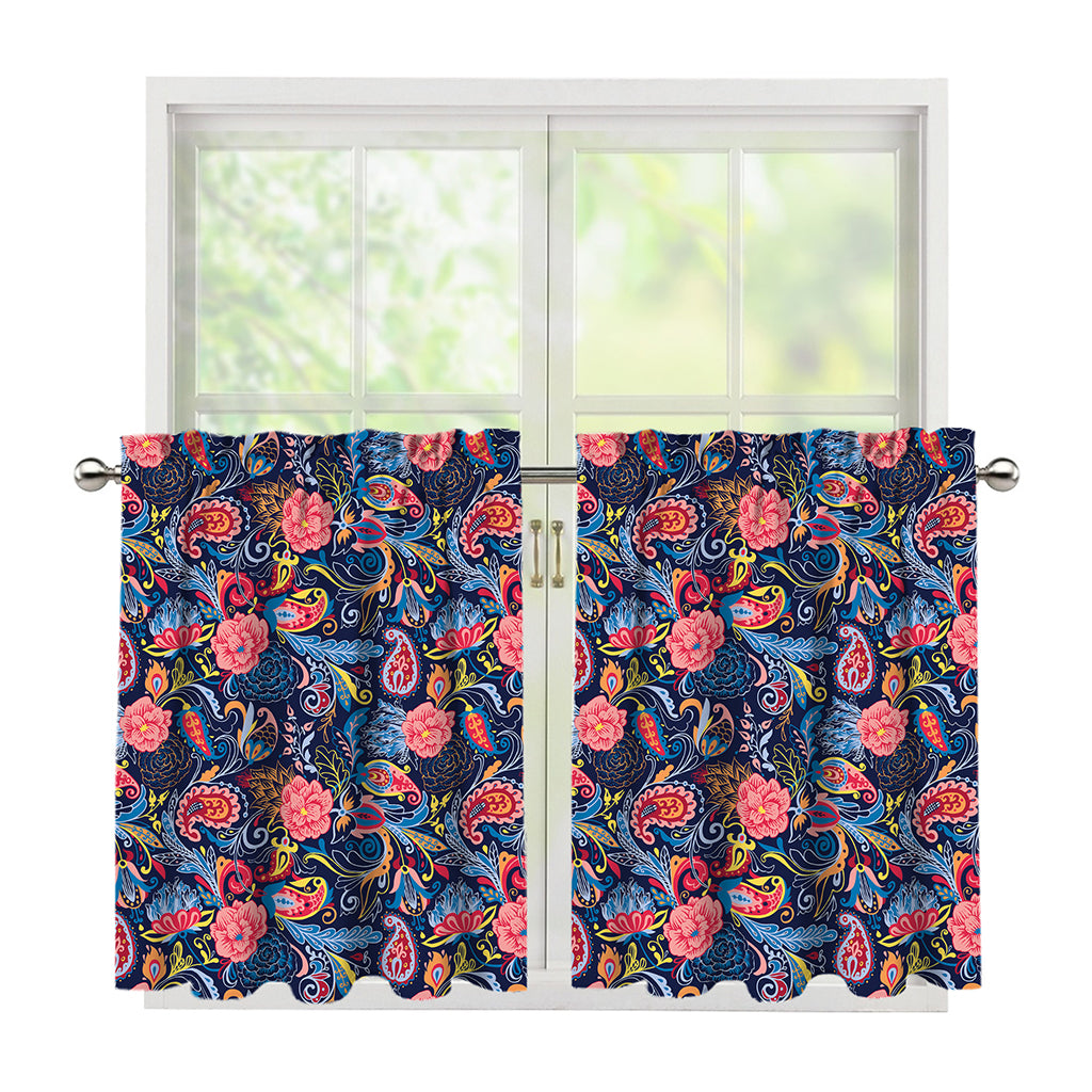 Boho Paisley Pattern Print Tier Curtains