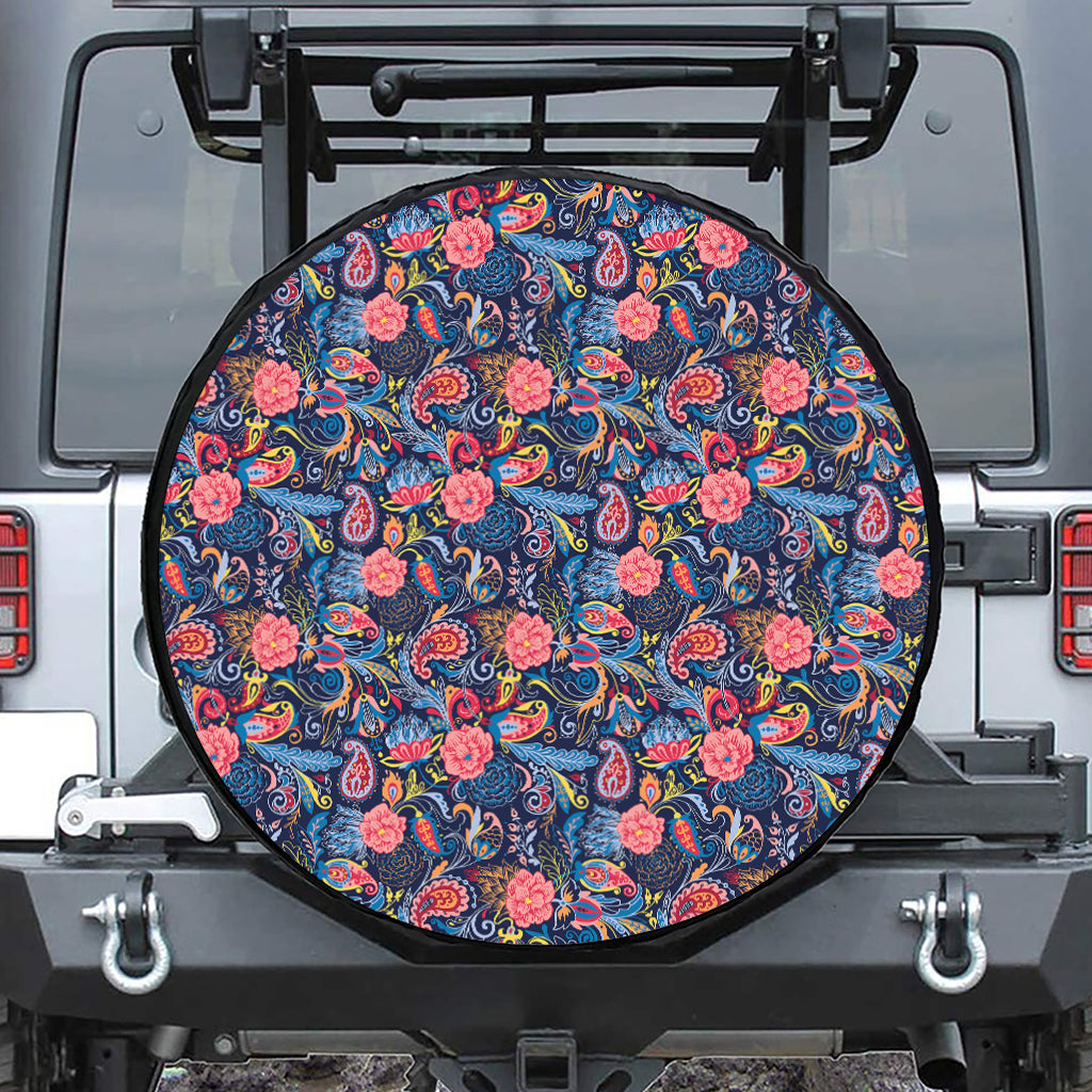 Boho Paisley Pattern Print Tire Cover