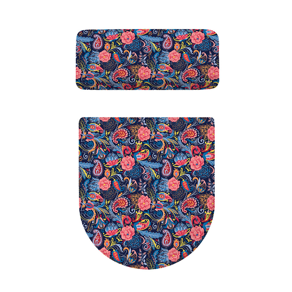 Boho Paisley Pattern Print Toilet Lid And Tank Cover Set