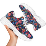 Boho Paisley Pattern Print White Chunky Shoes
