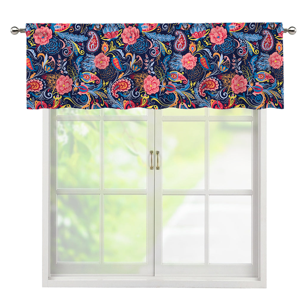 Boho Paisley Pattern Print Window Valance