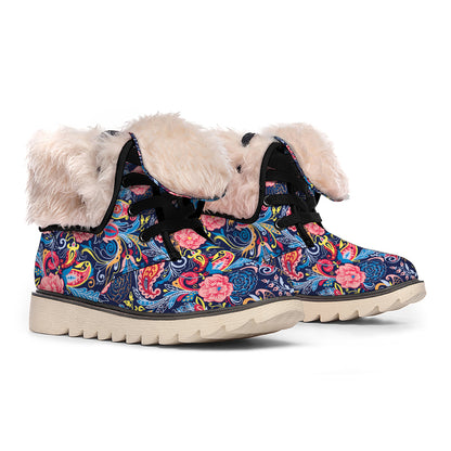 Boho Paisley Pattern Print Winter Boots