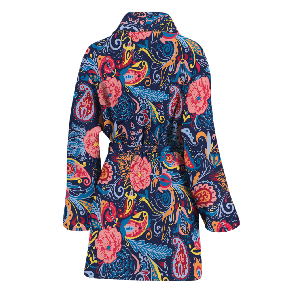 Boho Paisley Pattern Print Women's Bathrobe