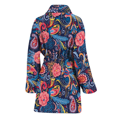 Boho Paisley Pattern Print Women's Bathrobe