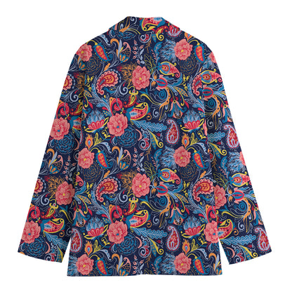 Boho Paisley Pattern Print Women's Cotton Blazer