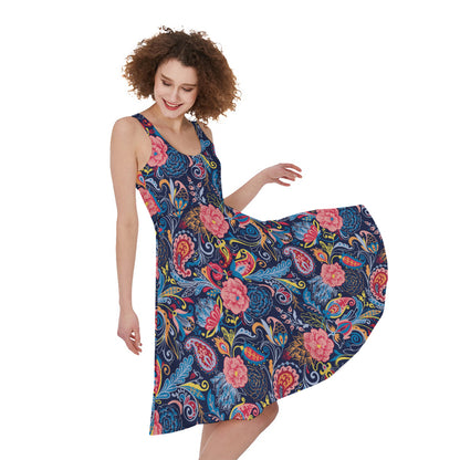 Boho Paisley Pattern Print Women's Sleeveless Dress