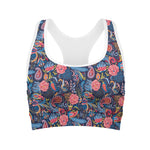 Boho Paisley Pattern Print Women's Sports Bra