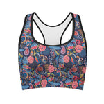 Boho Paisley Pattern Print Women's Sports Bra
