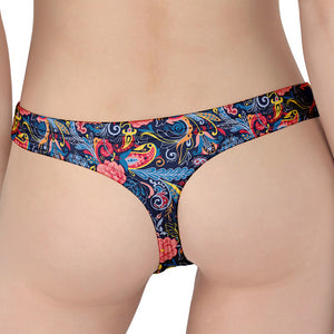 Boho Paisley Pattern Print Women's Thong