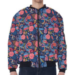 Boho Paisley Pattern Print Zip Sleeve Bomber Jacket