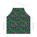 Boho Peacock Feather Pattern Print Adjustable Apron